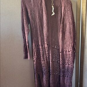 Moral Fiber Mauve Open Knit Cardigan xl NWT